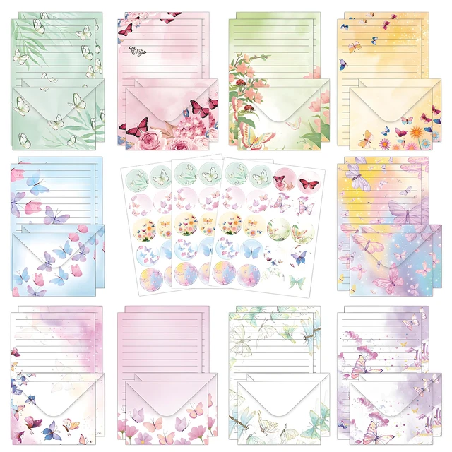 Main image of 160 Pcs Butterfly Stationery Set Letter and Envelopes 50 Lined Stationery Paper and 50 Matching Envelopes, 5.5 x 8.25 Inches Letter Writing Stationery for Home, Office, School