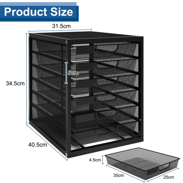 Alt view image 2 of 7 - Mesh Desk Organizer with 6 Tier Sliding Drawers,Black Paper Sorter, Multi-Functional Home Office Supplies Storage Tray for Letters, Documents,Mail, Files, Arts & Crafts Supplies