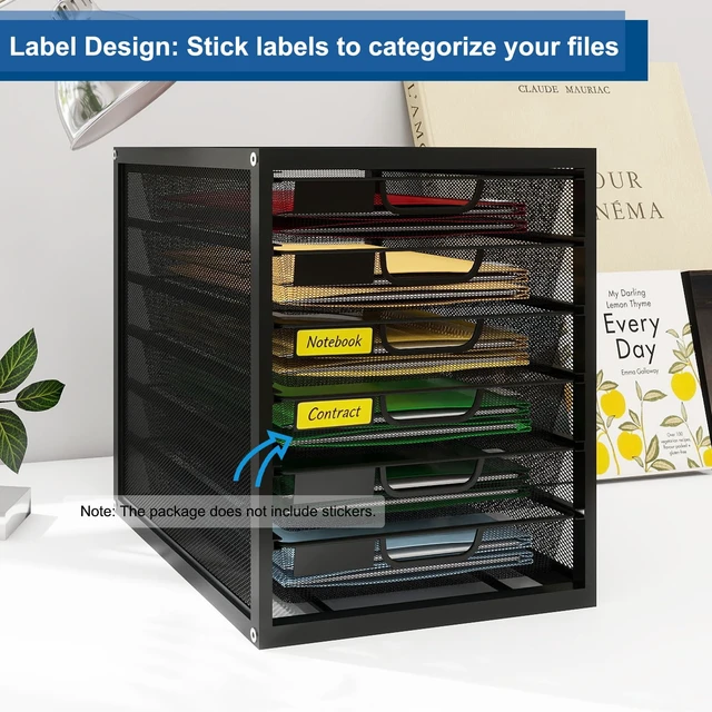 Alt view image 4 of 7 - Mesh Desk Organizer with 6 Tier Sliding Drawers,Black Paper Sorter, Multi-Functional Home Office Supplies Storage Tray for Letters, Documents,Mail, Files, Arts & Crafts Supplies