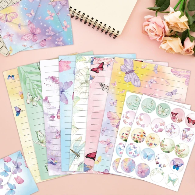 Alt view image 6 of 6 - 160 Pcs Butterfly Stationery Set Letter and Envelopes 50 Lined Stationery Paper and 50 Matching Envelopes, 5.5 x 8.25 Inches Letter Writing Stationery for Home, Office, School