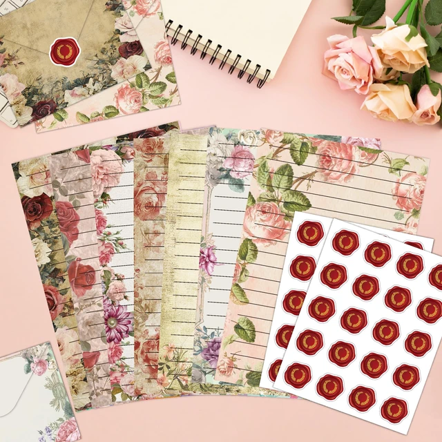 Alt view image 5 of 7 - 160 Pcs Vintage Floral Stationery Set Letter and Envelopes 50 Lined Stationery Paper and 50 Matching Envelopes, 5.5 x 8.25 Inches Letter Writing Stationery for Home, Office, School