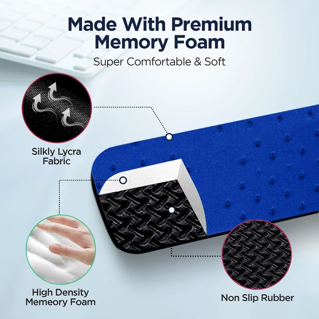Alt view image 2 of 7 - EdgeRest L-Shaped Desk Long Wrist Rest Elbow, Forearm & Wrist Comfort Support for Table or Desk Edge, Non-Slip, Memory Foam Padding, Ergonomic Design for Work, Universal Fit, Blue