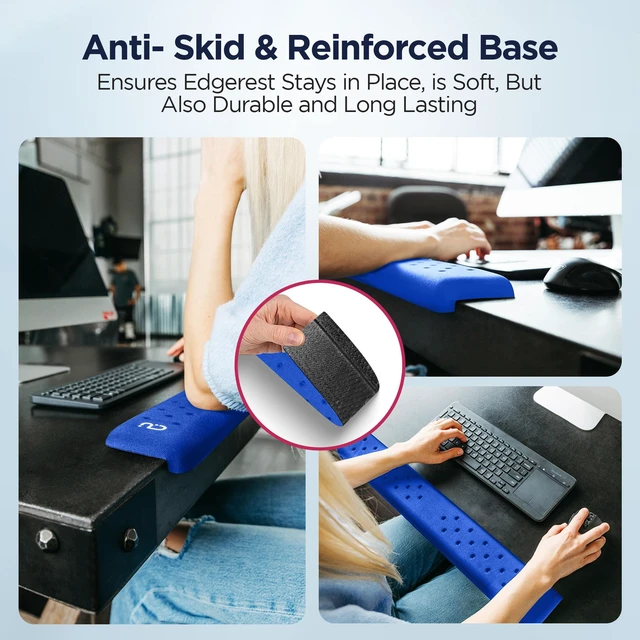 Alt view image 5 of 7 - EdgeRest L-Shaped Desk Long Wrist Rest Elbow, Forearm & Wrist Comfort Support for Table or Desk Edge, Non-Slip, Memory Foam Padding, Ergonomic Design for Work, Universal Fit, Blue