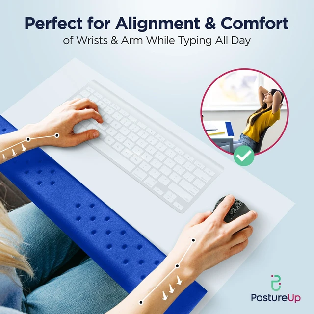 Alt view image 4 of 7 - EdgeRest L-Shaped Desk Long Wrist Rest Elbow, Forearm & Wrist Comfort Support for Table or Desk Edge, Non-Slip, Memory Foam Padding, Ergonomic Design for Work, Universal Fit, Blue