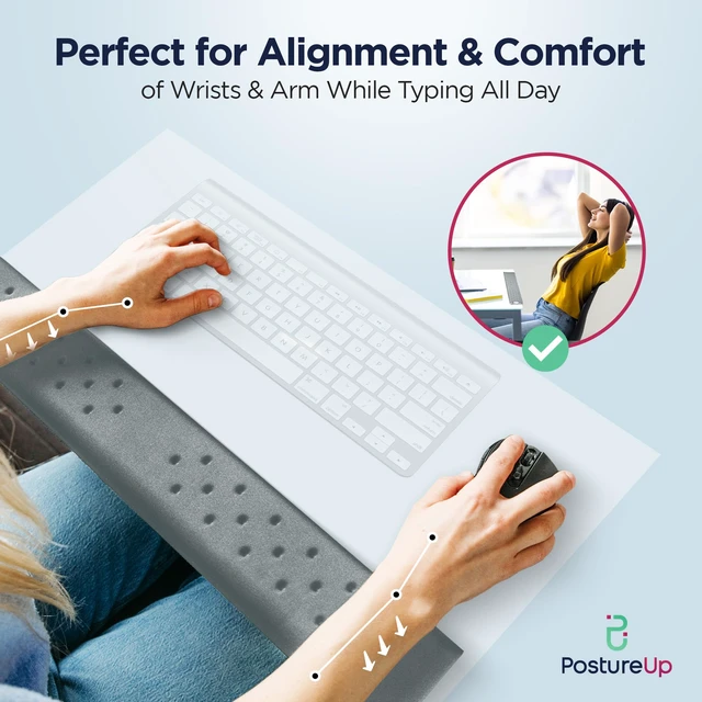 Alt view image 4 of 7 - EdgeRest L-Shaped Memory Foam Wrist Rest, Ergonomic Elbow and Forearm Support for Desk, Non-Slip Universal Fit, Light Gray