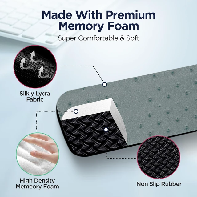 Alt view image 2 of 7 - EdgeRest L-Shaped Memory Foam Wrist Rest, Ergonomic Elbow and Forearm Support for Desk, Non-Slip Universal Fit, Light Gray