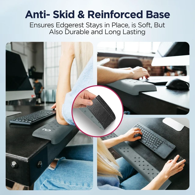Alt view image 5 of 7 - EdgeRest L-Shaped Memory Foam Wrist Rest, Ergonomic Elbow and Forearm Support for Desk, Non-Slip Universal Fit, Light Gray