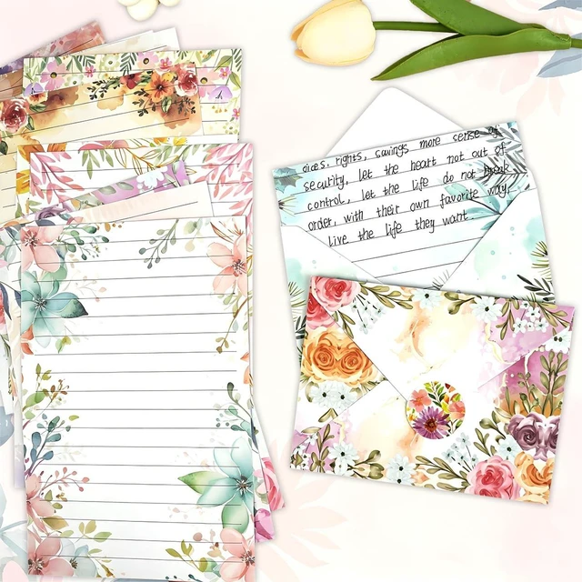 Alt view image 6 of 6 - 160 Pcs Floral Stationery Set Letter and Envelopes 50 Lined Stationery Paper and 50 Matching Envelopes, 5.5 x 8.25 Inches Letter Writing Stationery for Home, Office, School