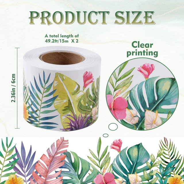Alt view image 3 of 7 - Bulletin Board Borders Tropical Bulletin Board Decorations, Boho Green Plant Bulletin Board Trim Colorful Flowers for Door Wall Decor School Office Supplies Jungle Theme Decor, 49 Ft 2 Rolls