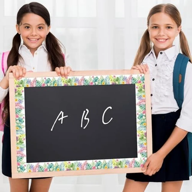Alt view image 7 of 7 - Bulletin Board Borders Tropical Bulletin Board Decorations, Boho Green Plant Bulletin Board Trim Colorful Flowers for Door Wall Decor School Office Supplies Jungle Theme Decor, 49 Ft 2 Rolls