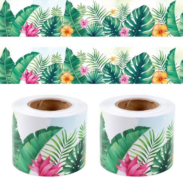 Main image of Bulletin Board Borders, Tropical Jungle Classroom Decor Green Plants Bulletin Board Trim for School Supplies Door Wall Classroom Decoration, Boho Safari Theme Decor, 49 Ft 2 Rolls