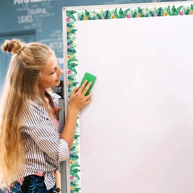 Alt view image 2 of 7 - Bulletin Board Borders, Tropical Jungle Classroom Decor Green Plants Bulletin Board Trim for School Supplies Door Wall Classroom Decoration, Boho Safari Theme Decor, 49 Ft 2 Rolls