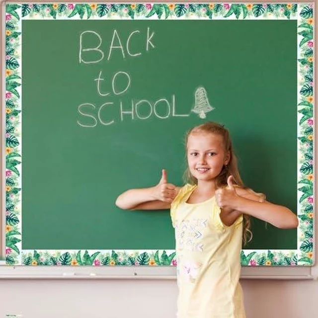 Alt view image 6 of 7 - Bulletin Board Borders, Tropical Jungle Classroom Decor Green Plants Bulletin Board Trim for School Supplies Door Wall Classroom Decoration, Boho Safari Theme Decor, 49 Ft 2 Rolls