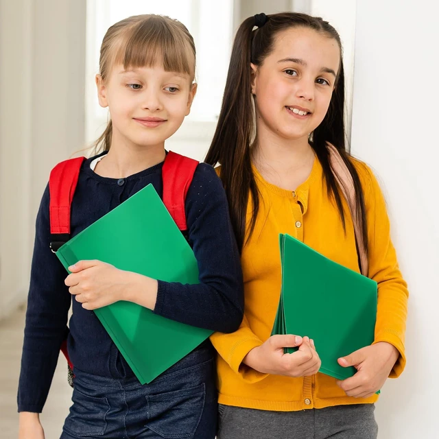 Alt view image 7 of 7 - 36 Pcs Plastic Folders with Pockets and Prongs,Green 2 Heavy Duty with 3 Metal Prongs, Clear Front Pocket, Card Slot, Letter Size, Bulk Supplies, Back to School, Office Workers