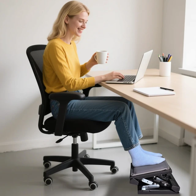 Alt view image 5 of 7 - Adjustable Foot Rest Under Desk for Office,Home, Gaming & Study Infinite Angle, Ergonomic Footrest,Removable Cushion,Foldable Design,15.75" x 10.2" Platform & Up to 10.6" Height,Gray