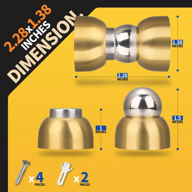 Alt view image 2 of 7 - Powerful Magnetic Door Stopper - 2 Pcs Stainless Steel Mini Door Stop, Heavy Duty Magnetism Door Holder for Bedroom, Bathroom, Kitchen, Home, Office (Gold)