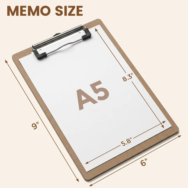 Alt view image 2 of 7 - 6x9 Small Clipboard 32 Pack, A5 Mini Clip Board Bulk A5 Letter Size Wooden Hardboard Kids Clipboard Pack for Classroom, Party, Home, Brown