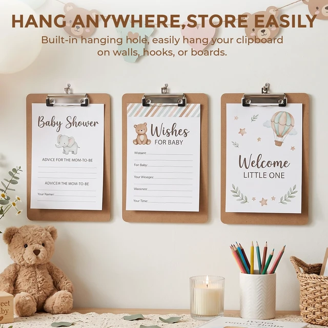 Alt view image 6 of 7 - 6x9 Small Clipboard 32 Pack, A5 Mini Clip Board Bulk A5 Letter Size Wooden Hardboard Kids Clipboard Pack for Classroom, Party, Home, Brown