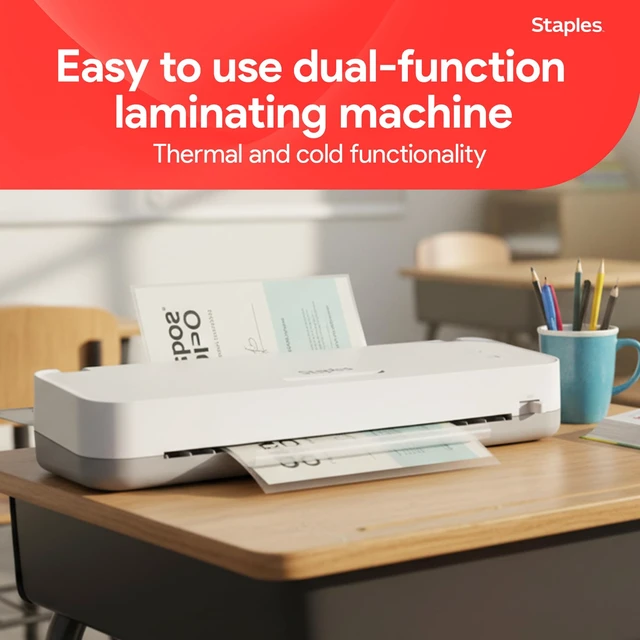 Alt view image 2 of 7 - 12.9" Thermal & Cold Laminating Machine, Fast Warm-Up, Jam-Free Technology, Wide Capacity, White/Gray