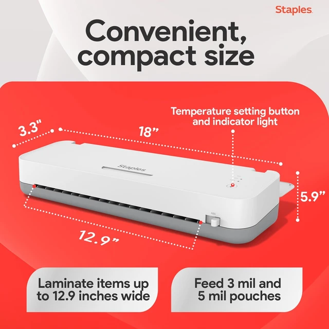 Alt view image 5 of 7 - 12.9" Thermal & Cold Laminating Machine, Fast Warm-Up, Jam-Free Technology, Wide Capacity, White/Gray