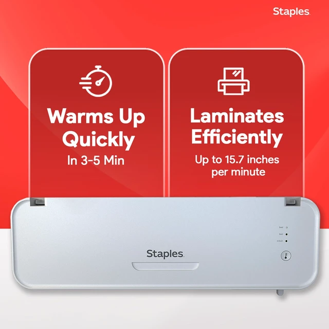 Alt view image 7 of 7 - 12.9" Thermal & Cold Laminating Machine, Fast Warm-Up, Jam-Free Technology, Wide Capacity, White/Gray