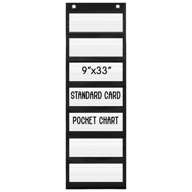 Alt view image 3 of 7 - Sentence Strip Pocket Chart, 9" Wide x 33" Tall, Black Pocket Chart For Dry Erase Sentence Strips, Easy to Use & Hang, Reusable, For Classrooms, Home & Office