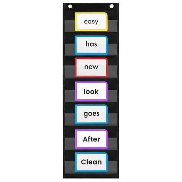 Alt view image 5 of 7 - Sentence Strip Pocket Chart, 9" Wide x 33" Tall, Black Pocket Chart For Dry Erase Sentence Strips, Easy to Use & Hang, Reusable, For Classrooms, Home & Office