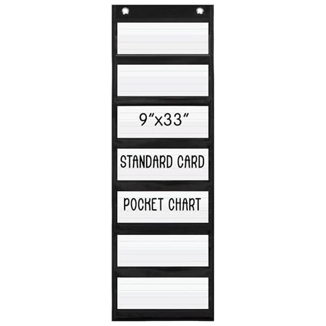 Alt view image 7 of 7 - Sentence Strip Pocket Chart, 9" Wide x 33" Tall, Black Pocket Chart For Dry Erase Sentence Strips, Easy to Use & Hang, Reusable, For Classrooms, Home & Office
