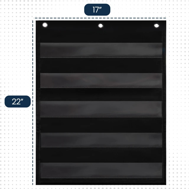 Alt view image 2 of 6 - Sentence Strip Pocket Chart, 17" Wide x 22" Tall, Black Pocket Chart For Dry Erase Sentence Strips, Easy to Use & Hang, Reusable, For Classrooms, Home & Office