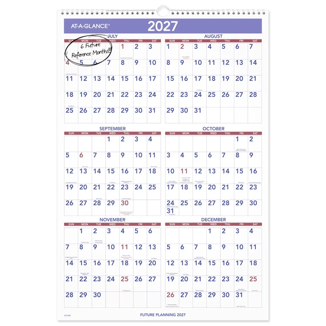 Alt view image 6 of 6 - Wall Calendar 2026-2027 Planner, Academic 12-Month July-June, Monthly, 15-1/2" x 22-3/4", Ruled Daily Blocks (AY328), White