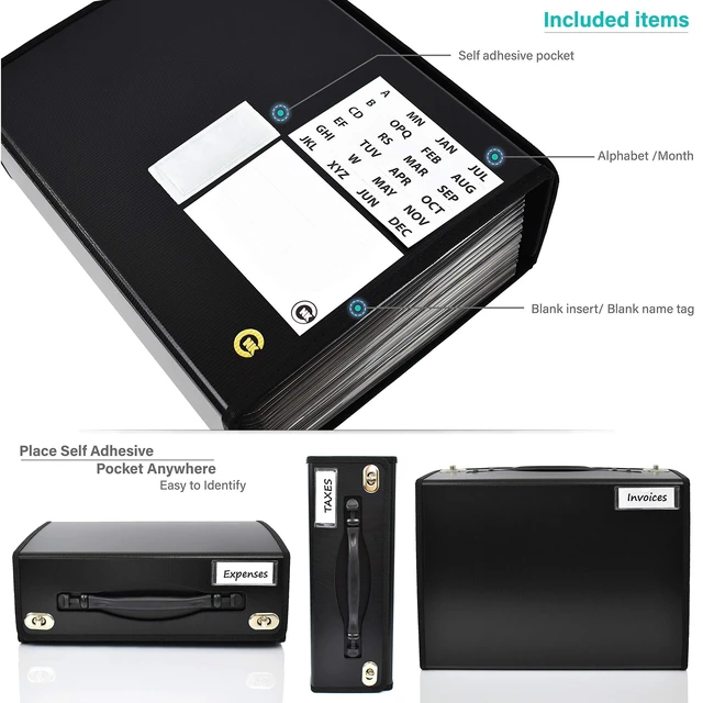 Alt view image 5 of 7 - Accordion File Folders with 24 Pockets Organizer for Document Paper Storage Folder Documents Expanding Binder Folio Pocket Receipt Filing Expandable Files Dividers Labels Letter Durable Handle