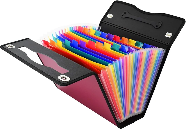Alt view image 2 of 7 - Accordion File Folders with 24 Pockets Organizer for Document Paper Storage Folder Documents Expanding Binder Folio Pocket Receipt Filing Expandable Files Dividers Labels Letter Durable Handle