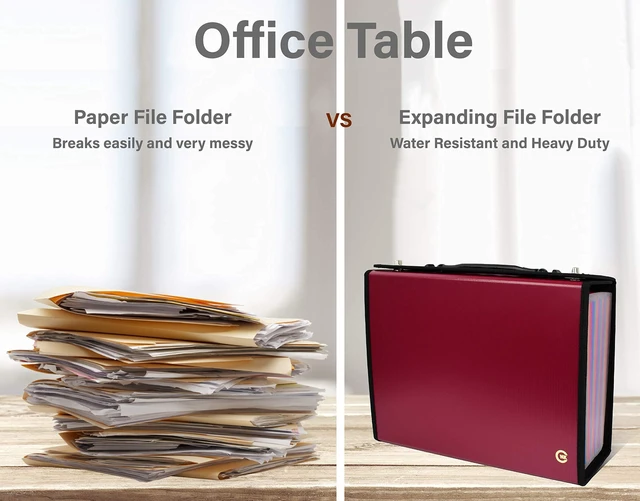 Alt view image 7 of 7 - Accordion File Folders with 24 Pockets Organizer for Document Paper Storage Folder Documents Expanding Binder Folio Pocket Receipt Filing Expandable Files Dividers Labels Letter Durable Handle