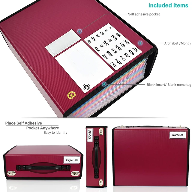 Alt view image 5 of 7 - Accordion File Folders with 24 Pockets Organizer for Document Paper Storage Folder Documents Expanding Binder Folio Pocket Receipt Filing Expandable Files Dividers Labels Letter Durable Handle