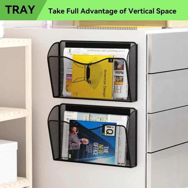 Alt view image 6 of 7 - Magnetic File Holder - Heavy Duty Wall File Organizer for Refrigerator & Whiteboard - Strong Magnet Mail Holder & Magazine Rack, No Drilling Document Storage Basket for Office Cabinet