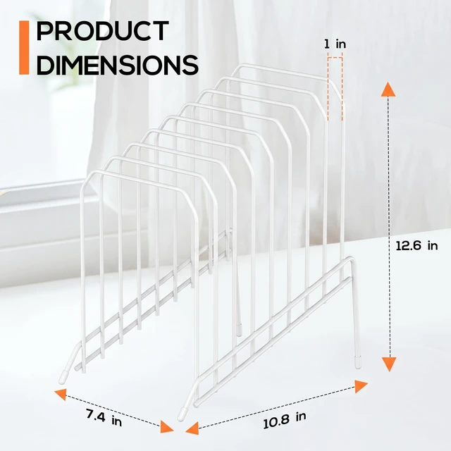 Alt view image 2 of 6 - Incline Sorter Desk File Organizer, Metal Desk Magazine Folder Holder with 8-Section Vertical Compartments Rack File Organizer for Office, Home, School (2, White)