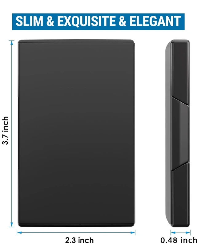 Alt view image 6 of 6 - Stainless Steel & ABS Business Card Holder, Slim Card Case, Black Buckle Closure, Fits Standard Business Cards and Credit Cards