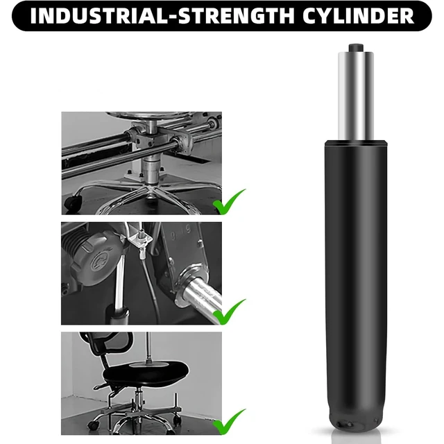 Alt view image 6 of 7 - 2.5 Inch Office Chair Gas Lift Cylinder Replacement, Black Heavy Duty 1000 lbs Hydraulic Pneumatic Piston, Universal Fit Most Office, Desk, Gaming Chairs, Fix Sinking