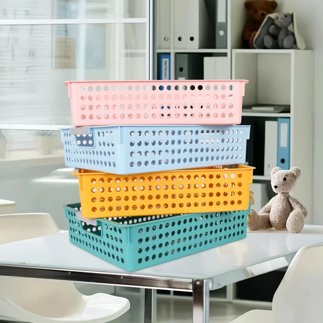 Alt view image 4 of 7 - 4 Pieces Turn in Trays for Classroom, Paper Organizer Baskets for Office and School