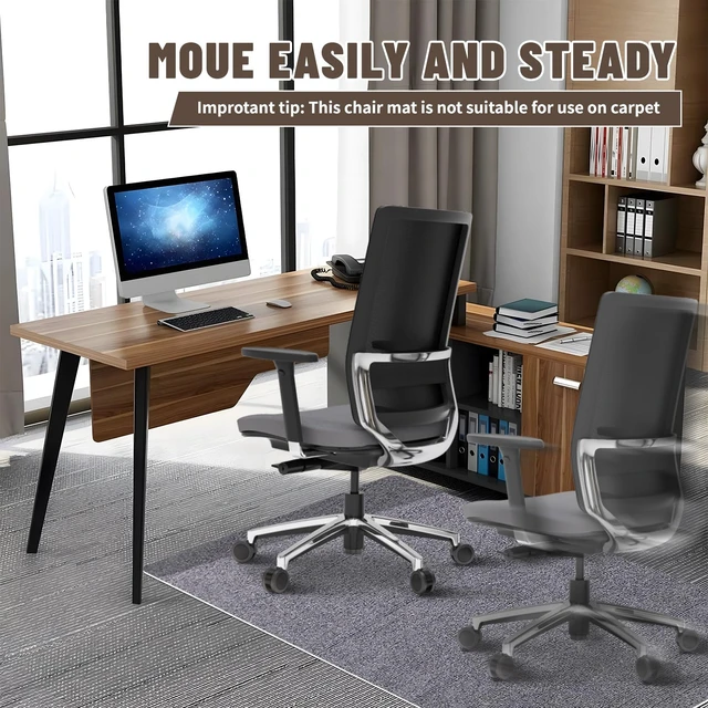 Alt view image 2 of 7 - Office Chair Mat - for Hardwood Floors, Large Non-Slip Easy-Clean Floor Protection Blanket (Grey, 48 x 36in)