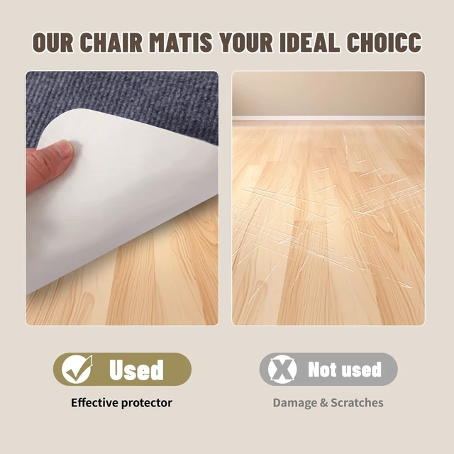 Alt view image 3 of 7 - Office Chair Mat - for Hardwood Floors, Large Non-Slip Easy-Clean Floor Protection Blanket (Grey, 48 x 36in)