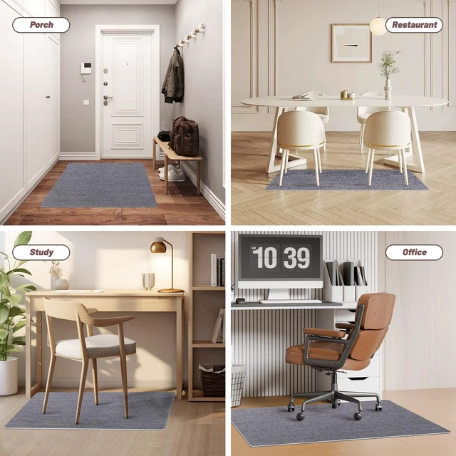 Alt view image 4 of 7 - Office Chair Mat - for Hardwood Floors, Large Non-Slip Easy-Clean Floor Protection Blanket (Grey, 48 x 36in)