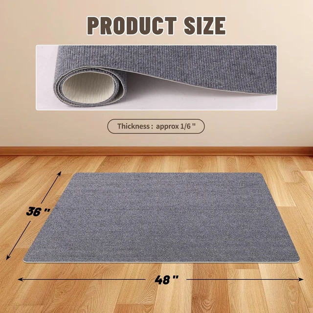 Alt view image 5 of 7 - Office Chair Mat - for Hardwood Floors, Large Non-Slip Easy-Clean Floor Protection Blanket (Grey, 48 x 36in)