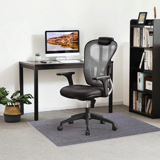 Alt view image 7 of 7 - Office Chair Mat - for Hardwood Floors, Large Non-Slip Easy-Clean Floor Protection Blanket (Grey, 48 x 36in)