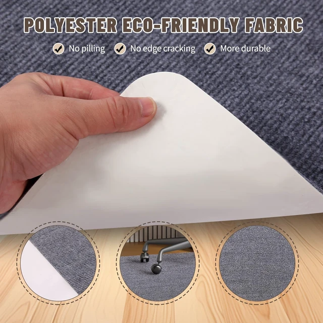 Alt view image 6 of 7 - Office Chair Mat - for Hardwood Floors, Large Non-Slip Easy-Clean Floor Protection Blanket (Grey, 48 x 36in)