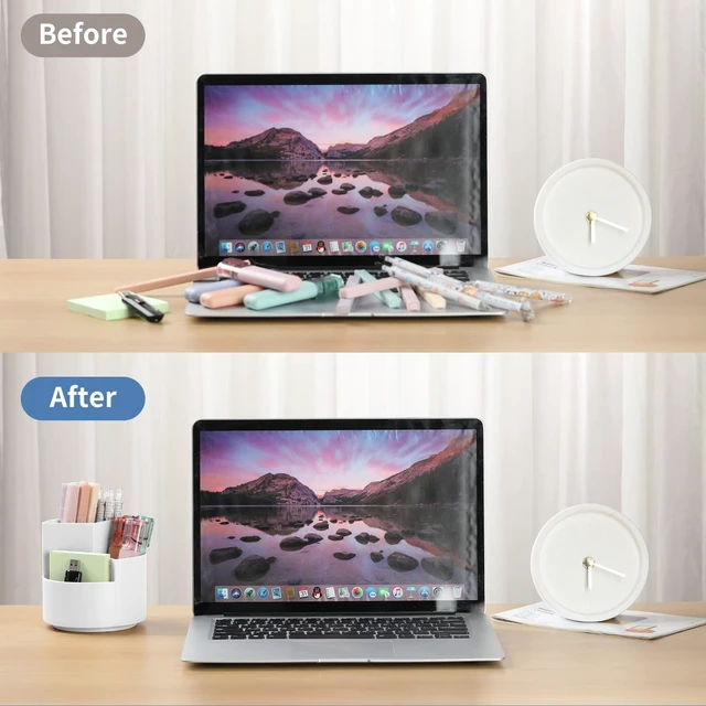 Alt view image 4 of 7 - Desk Pencil Pen Holder, 3 Slots 360-Degree Spinning Organizers, Desktop Storage Stationery Supplies, Cute Cup Pot for Office, School, Art Supply, Kids - Gray