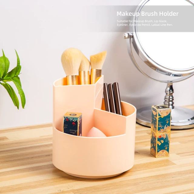 Alt view image 6 of 7 - Desk Pencil Pen Holder, 3 Slots 360-Degree Spinning Organizers, Desktop Storage Stationery Supplies, Cute Cup Pot for Office, School, Art Supply, Kids - Pink