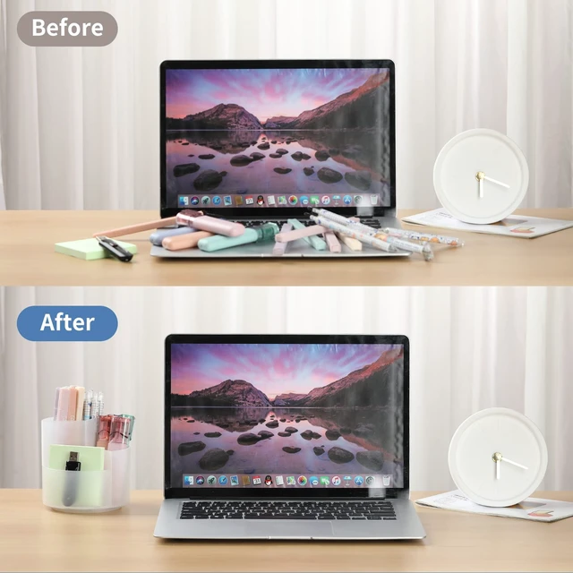 Alt view image 4 of 7 - Desk Pencil Pen Holder, 3 Slots 360-Degree Spinning Organizers, Desktop Storage Stationery Supplies, Cute Cup Pot for Office, School, Art Supply, Kids - Clear