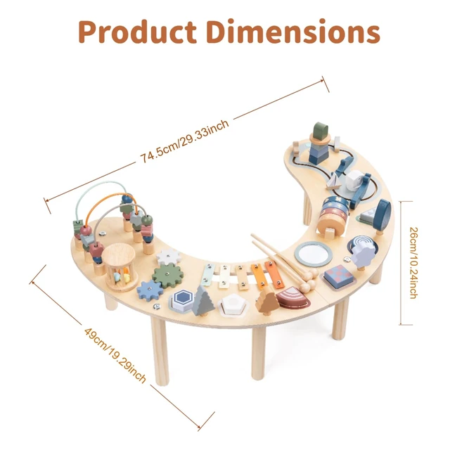 Alt view image 7 of 7 - Montessori Activity Table for 1-3 Year Old, All in 1 Sensory Toy Wooden Baby Toys, Kids Sensory Table, 1 Year Old Boy Girl Gift, Large-size Bead Mazes & Busy Board, Montessori Toys for 1yr+