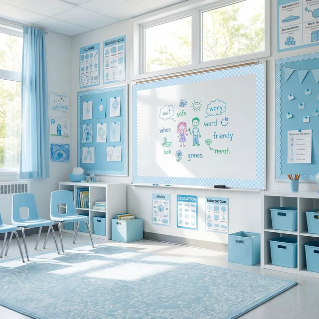 Alt view image 5 of 7 - 48 ft x 2.76 Inch Magnetic Checkerboard Border,Blue Gingham Bulletin Board Trim Decoration, Reusable Whiteboard Magnetic Strips Roll for School Office Chalkboard